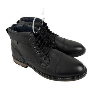B-52 by Bullboxer Boots Mens Size 9 Black Cap Toe Lace Up Side Zip Ankle Dress
